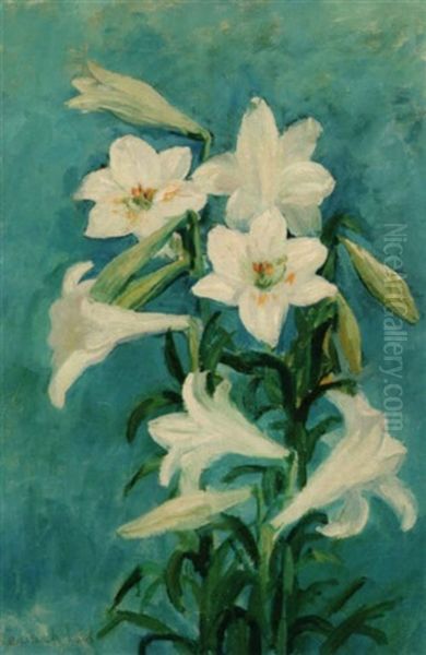 White Lilies Oil Painting by Ethel Carrick Fox