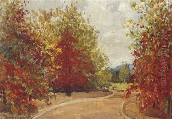 Autumn Leaves Oil Painting by Ethel Carrick Fox