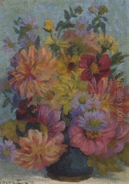 Floral Still Life Oil Painting by Ethel Carrick Fox