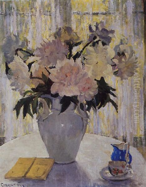 Peonies Oil Painting by Ethel Carrick Fox