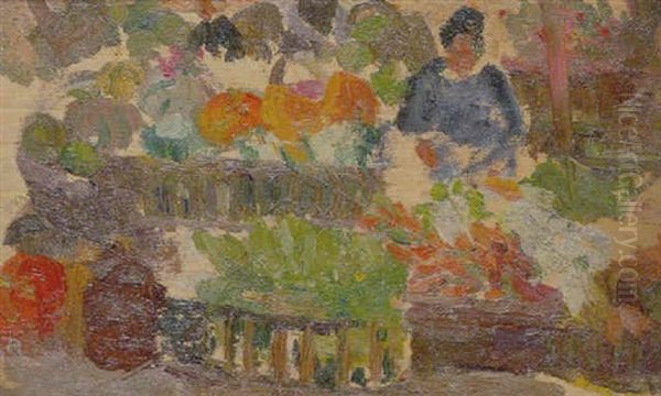 The Flower Market Oil Painting by Ethel Carrick Fox