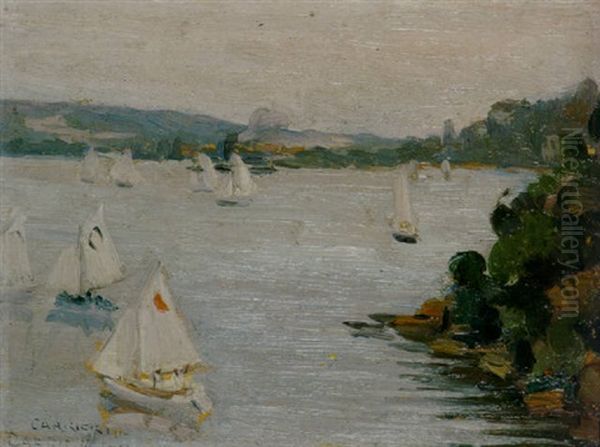 A Grey Day In The Harbour Oil Painting by Ethel Carrick Fox