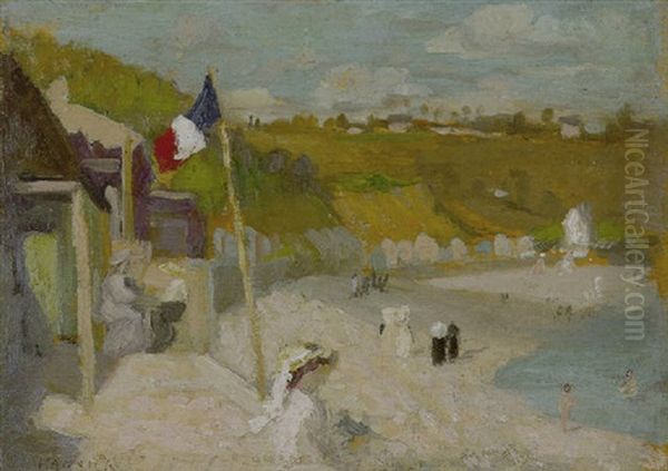 Beach Scene Oil Painting by Ethel Carrick Fox