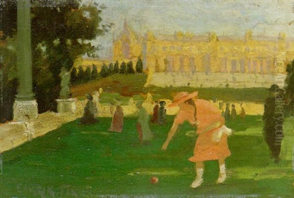 Girl In The Luxembourg Gardens Oil Painting by Ethel Carrick Fox