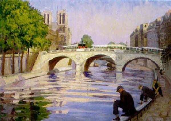 L'apres-midi Sur Le Quai Des Grands Augustins Oil Painting by Ethel Carrick Fox