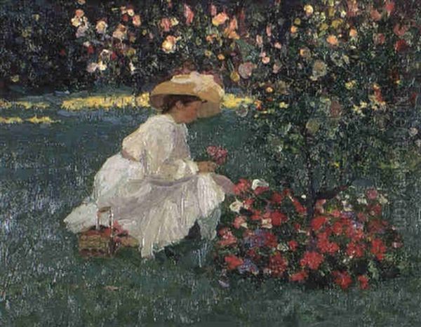 Picking Flowers Oil Painting by Ethel Carrick Fox