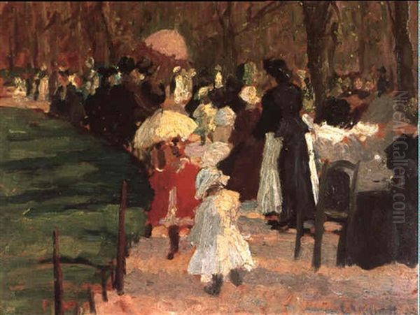 In Springtime, Luxembourg Gardens Oil Painting by Ethel Carrick Fox