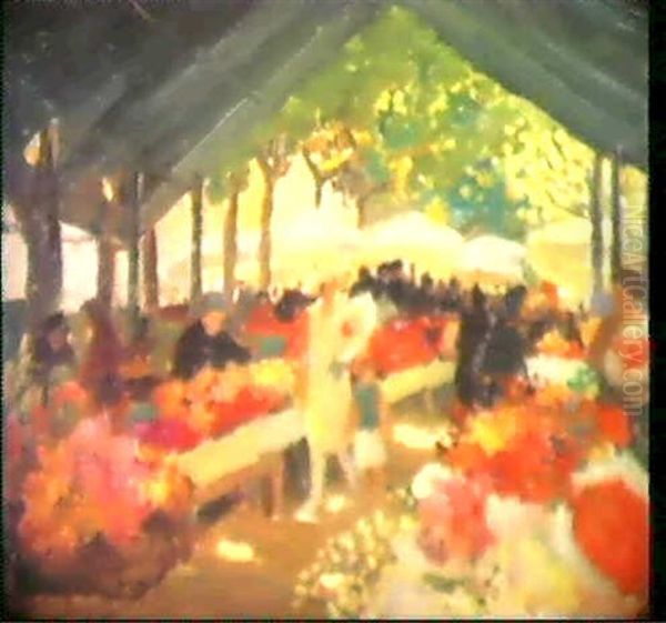 The Flower Market Oil Painting by Ethel Carrick Fox