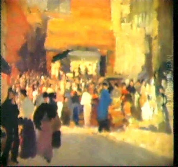 Market Scene, France Oil Painting by Ethel Carrick Fox