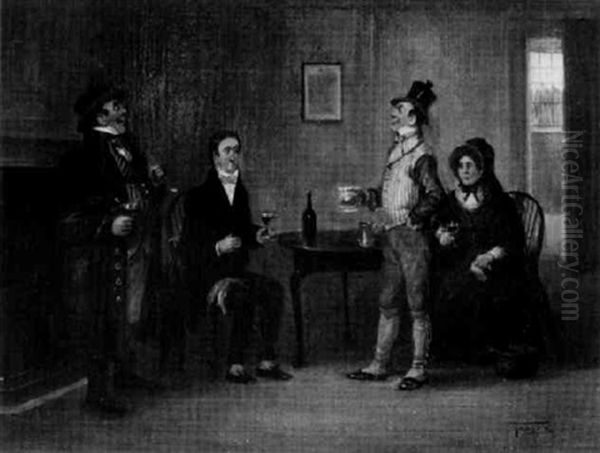 The Rev. Mr. Stiggins And The Wellers Visit Mr. Pickwick In The Fleet Prison Oil Painting by George Fox