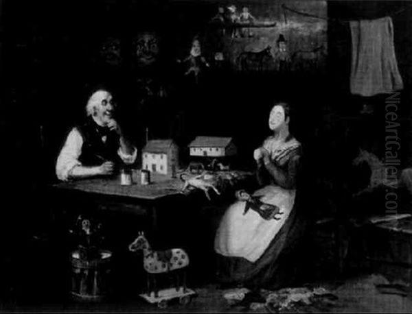 Caleb Plummer And His Daughter Bertha Oil Painting by George Fox