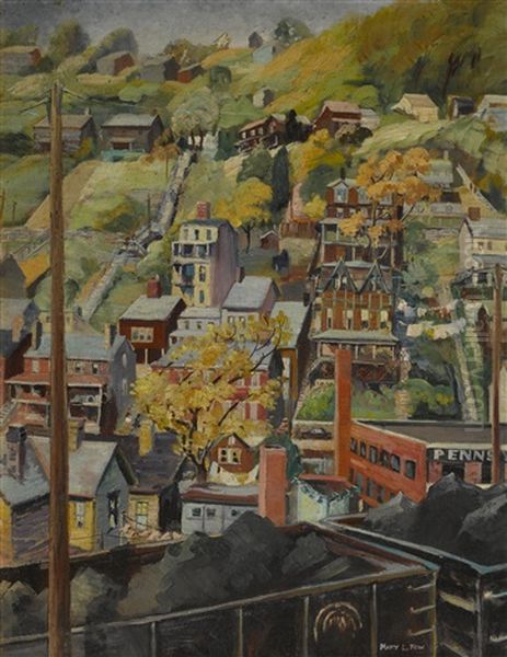 Hillside Homes Oil Painting by Mary L. Howe Fox