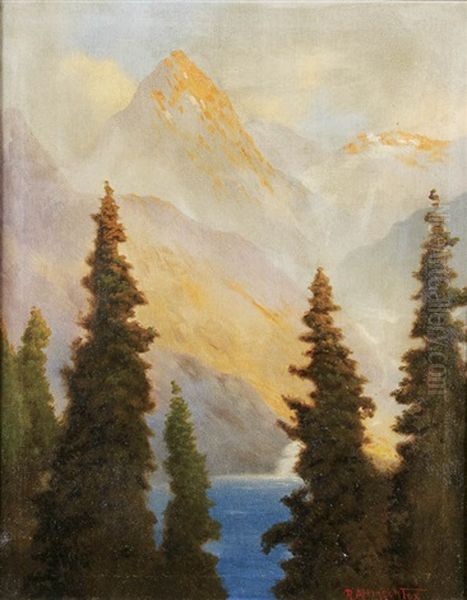 Mountains At Sunset Oil Painting by Robert Atkinson Fox