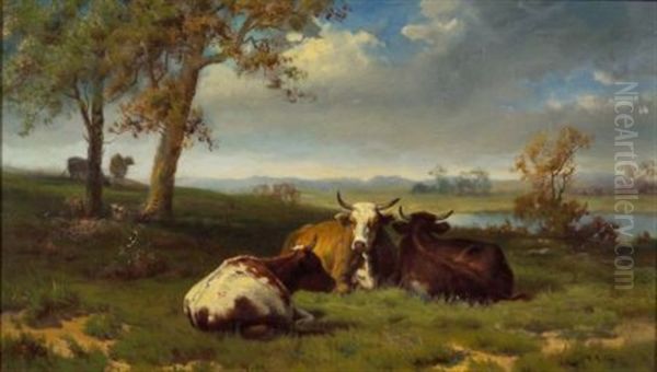 Cows At Pasture Oil Painting by Robert Atkinson Fox