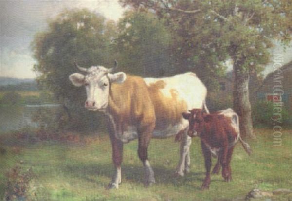 Cow In A Pasture Oil Painting by Robert Atkinson Fox