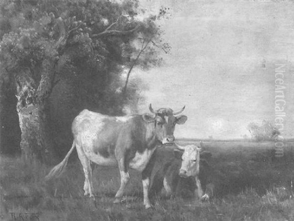 Cows In Pasture Oil Painting by Robert Atkinson Fox