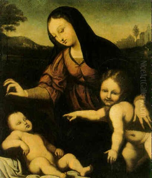 Madonnan, Barnet Och Johannesbarnet Oil Painting by  Fra Bartolommeo