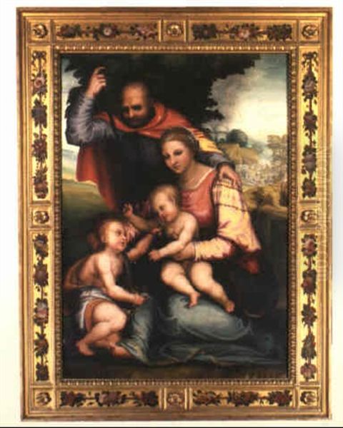 The Holy Family With The Infant St. John, The Conversion Of St. Paul Beyond Oil Painting by  Fra Bartolommeo