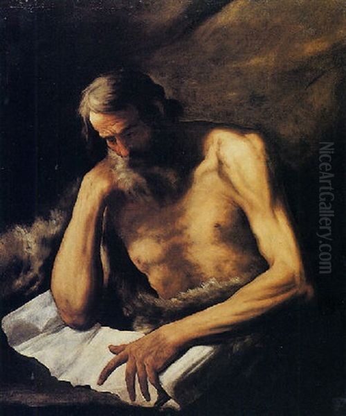 Santo Eremita In Lettura Oil Painting by Cesare Fracanzano