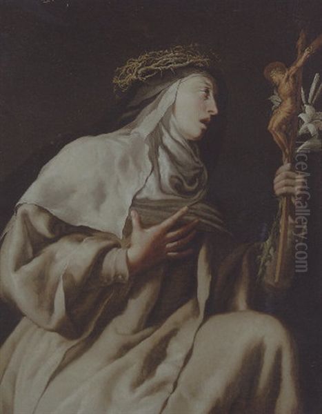 Saint Catherine Of Siena Oil Painting by Cesare Fracanzano