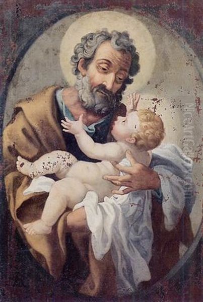 San Giuseppe Col Bimbo Gesu Oil Painting by Francesco Fracanzano