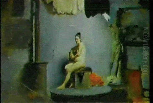 Studio Di Nudo Femminile Oil Painting by Cesare Fracassi