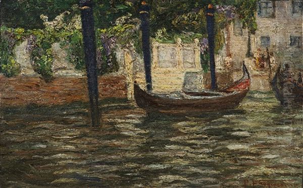 Canale Veneziano Con Condola Oil Painting by Pietro Fragiacomo