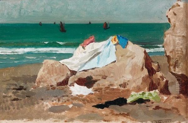 Bord De Mer Oil Painting by Pietro Fragiacomo