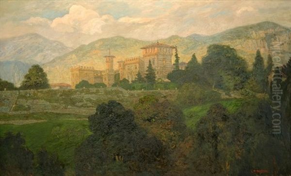 Ansicht Des Castello Ceconi In Pielungo Oil Painting by Pietro Fragiacomo