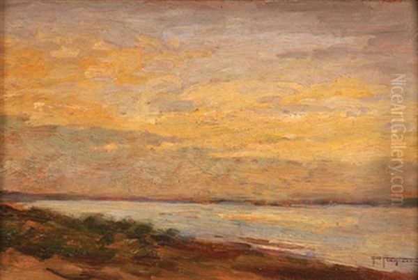 Landscape At Dusk Oil Painting by Pietro Fragiacomo