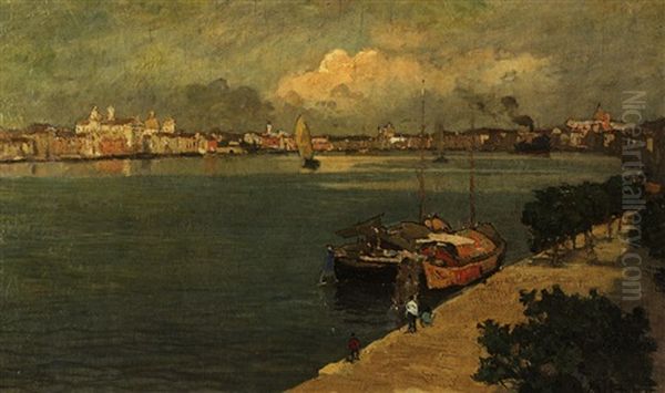 Canale Giudecca Oil Painting by Pietro Fragiacomo