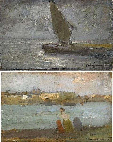 Marine (pair) Oil Painting by Pietro Fragiacomo