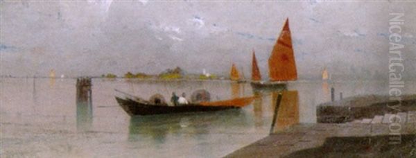 Fischerboote Vor Venedig Oil Painting by Pietro Fragiacomo