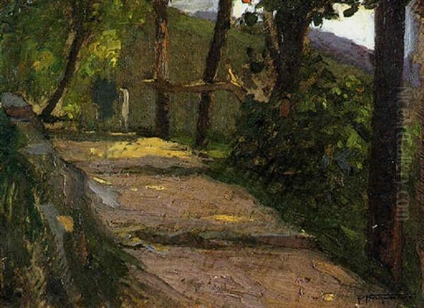 Strada Nel Bosco Oil Painting by Pietro Fragiacomo