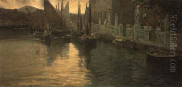 Notturno A Venezia Oil Painting by Pietro Fragiacomo