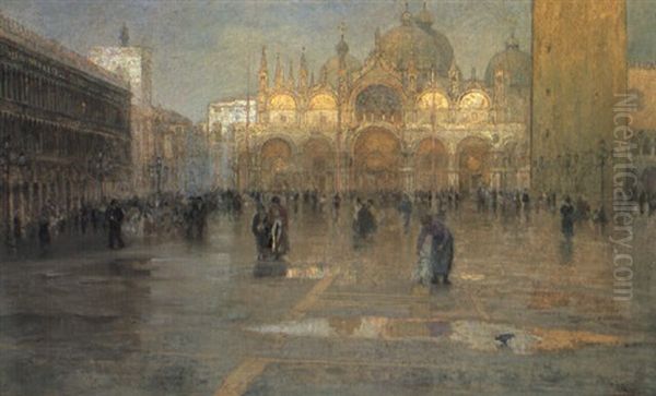 Piazza San Marco Oil Painting by Pietro Fragiacomo