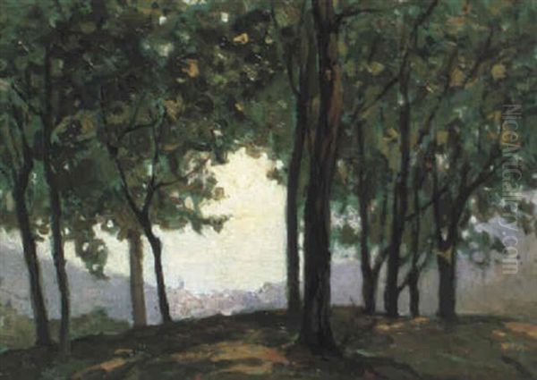 Woodland Scene Oil Painting by Pietro Fragiacomo