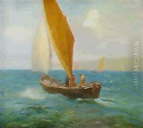 Bragozzi In Laguna Oil Painting by Pietro Fragiacomo