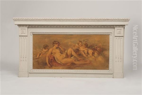 Reclining Female Nude With Three Putti Oil Painting by Alexandre-Evariste Fragonard