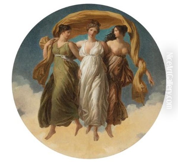 The Three Graces Oil Painting by Alexandre-Evariste Fragonard