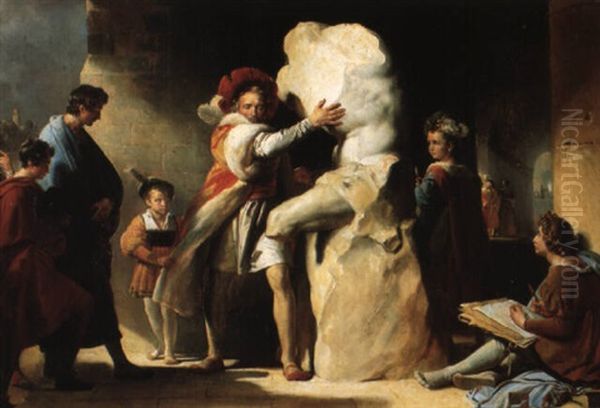 Benvenuto Cellini Aveugle Reconnaissant L'une De Ses Oeuvres Oil Painting by Alexandre-Evariste Fragonard