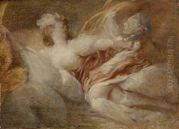 The Useless Resistance Oil Painting by Jean-Honore Fragonard