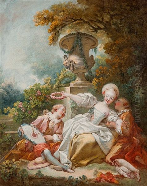 La Coquette Fixee, Um 1755 Oil Painting by Jean-Honore Fragonard