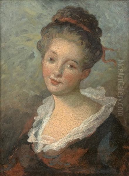 Portrait De Dame Au Ruban Rouge Oil Painting by Jean-Honore Fragonard