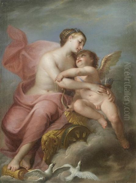 Venus And Cupid Oil Painting by Jean-Honore Fragonard