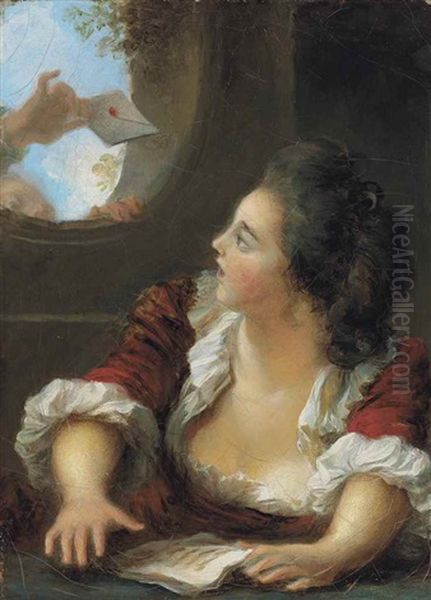 Le Billet Doux (the Love Letter) Oil Painting by Jean-Honore Fragonard