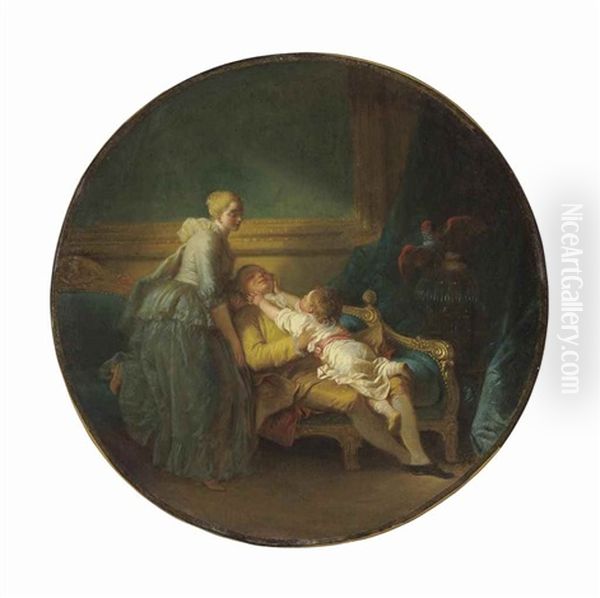 L'heureux Menage ('the Happy Household') Oil Painting by Jean-Honore Fragonard