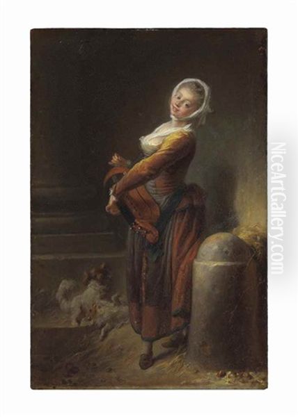 The Hurdy-gurdy Player Oil Painting by Jean-Honore Fragonard