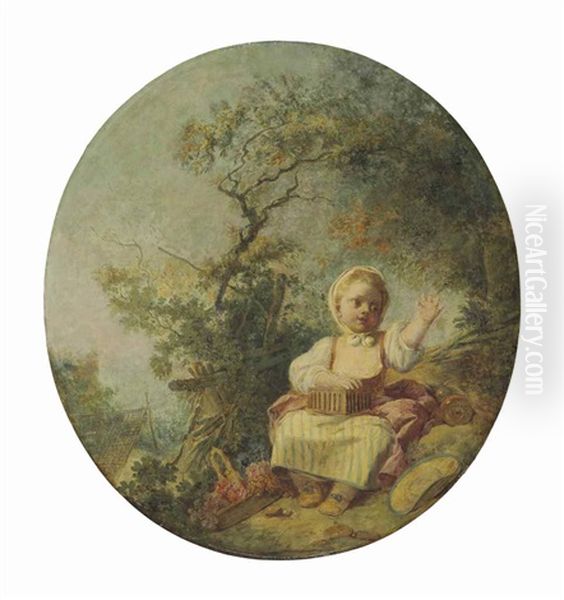 Girl With A Birdcage Oil Painting by Jean-Honore Fragonard