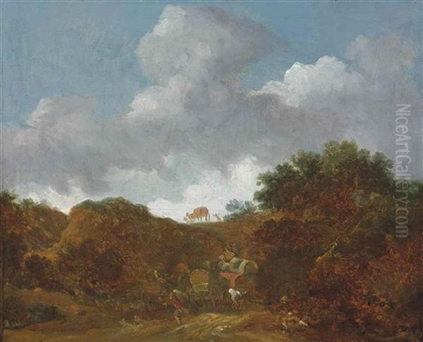 A Wooded Landscape With Brigands Attacking Travellers Oil Painting by Jean-Honore Fragonard